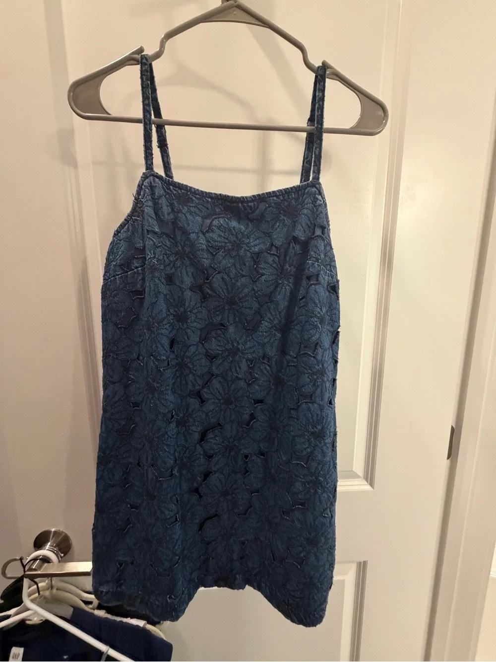 American Eagle Outfitters Navy Blue Crochet Mini Dress